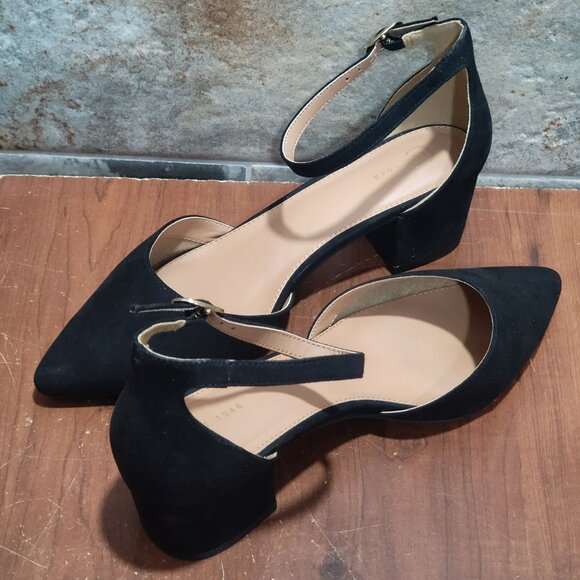 C Est 1946 Womens Ankle Strap Chunky Heel Pointed Toe Pump Dress Shoes Sz 9W - Picture 11 of 13